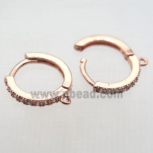 copper leaveback earring paved zircon, rose gold