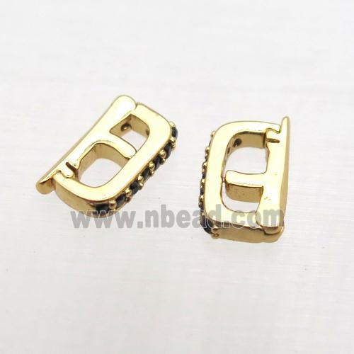copper clip clasp paved zircon, gold plated