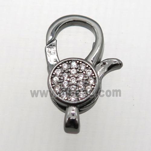 copper Lobster Clasp pave zircon, black plated