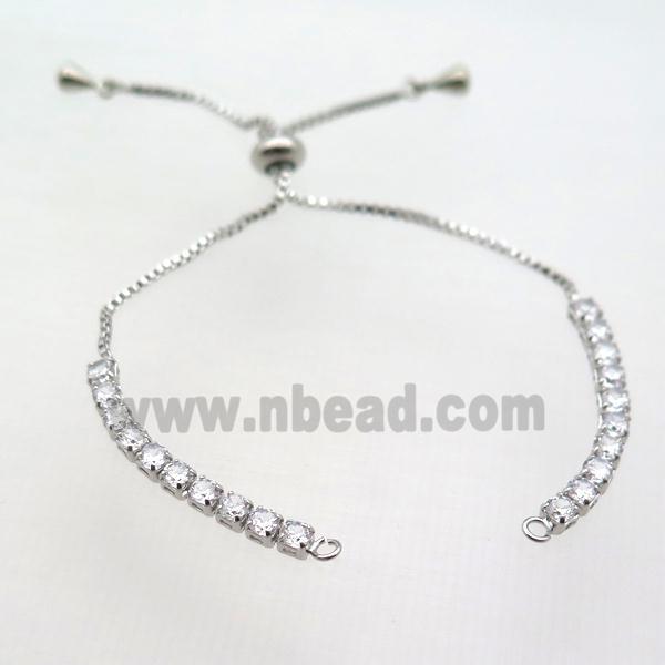 copper bracelet chain pave zircon, platinum plated