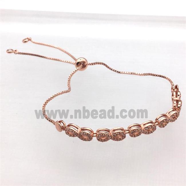 copper bracelet pave zircon, rose gold