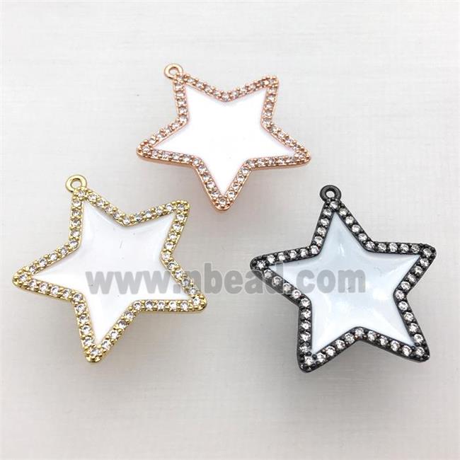 copper star pendant pave zircon with white Enameling, mixed