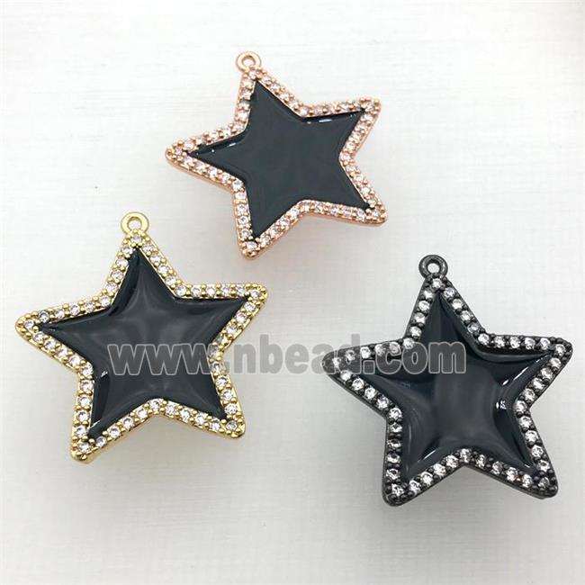 copper star pendant pave zircon with black Enameling, mixed