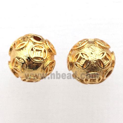round copper beads, gold plated