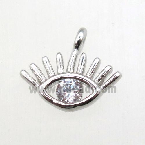 copper eye pendant pave zircon, platinum plated