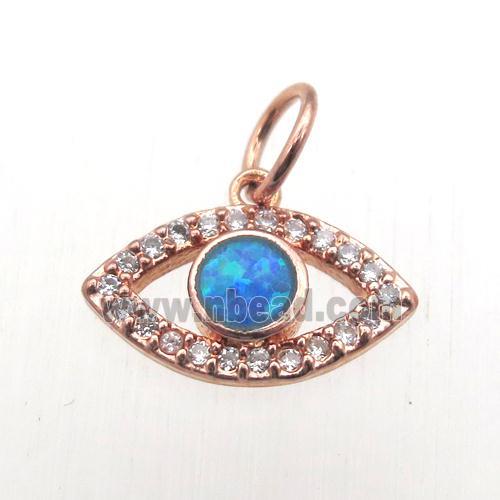 copper eye pendant pave zircon, rose gold