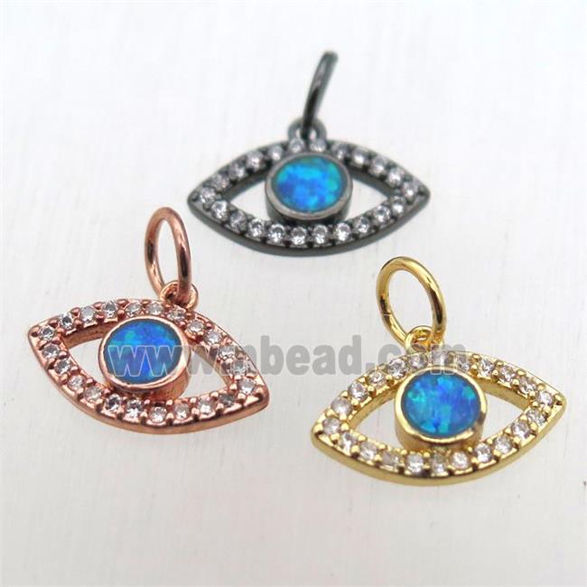 copper eye pendant pave zircon with fire opal, mixed color