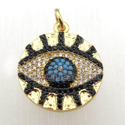 copper eye pendant pave zircon, gold plated