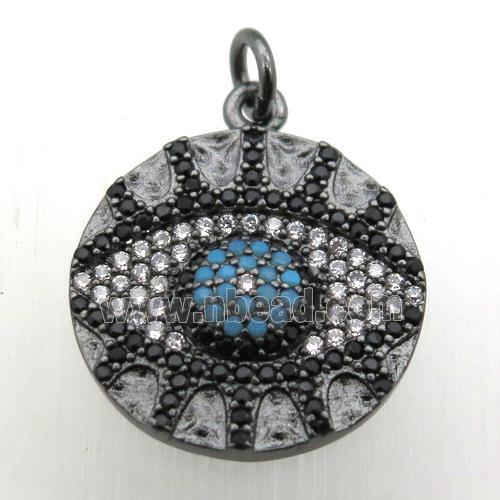 copper eye pendant pave zircon, black plated