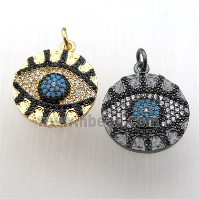 copper eye pendant pave zircon, mixed color