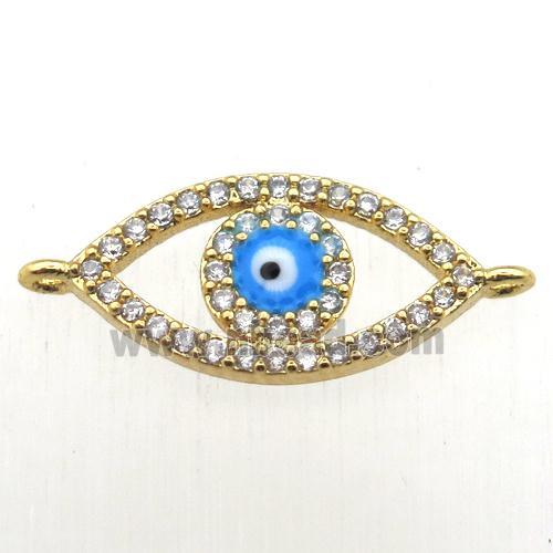 copper evil eye connector pave zircon, gold plated