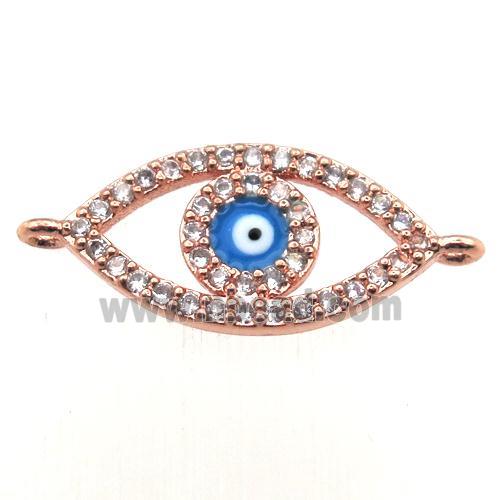 copper evil eye connector pave zircon, rose gold