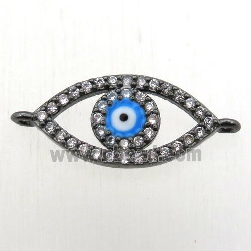 copper evil eye connector pave zircon, black plated