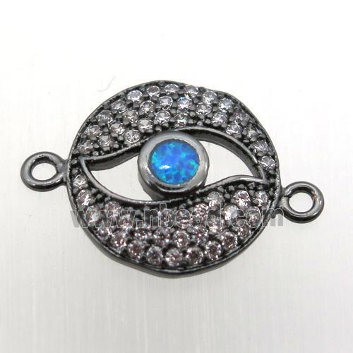 copper eye connector pave zircon, black plated