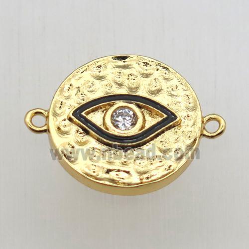 copper eye connector pave zircon with Enameling, gold plated