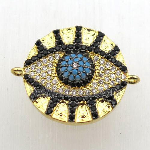 copper eye connector pave zircon, gold plated