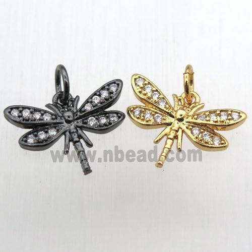 copper dragonfly pendant pave zircon, mixed