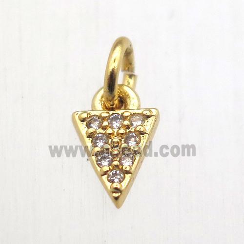copper arrowhead pendant pave zircon, gold plated