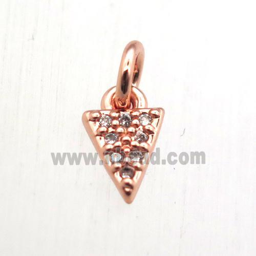 copper arrowhead pendant pave zircon, rose gold