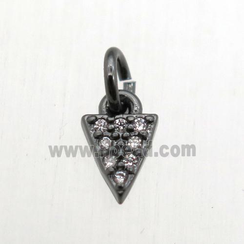 copper arrowhead pendant pave zircon, black plated