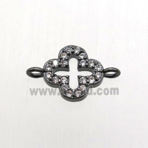 copper clover connector pave zircon, black plated