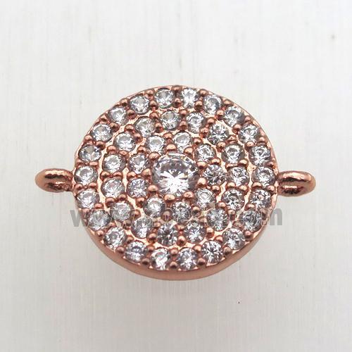 copper circle connector pave zircon, rose gold