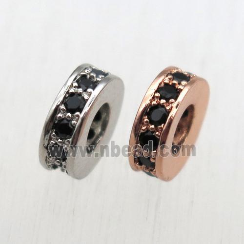 copper heishi spacer beads pave zircon, mixed