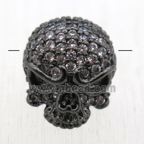 copper skull beads pave zircon, black plated