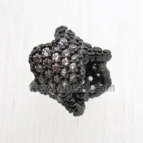 copper tube beads pave zircon, black plated
