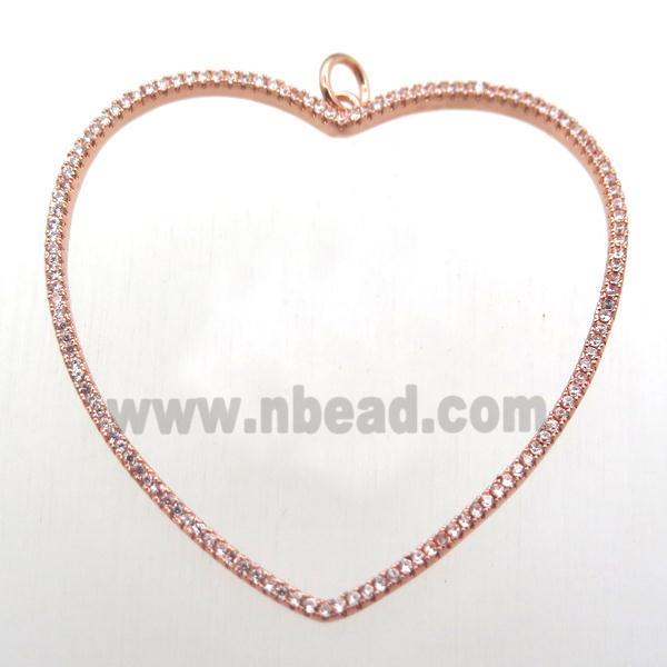 copper heart pendant pave zircon, rose gold