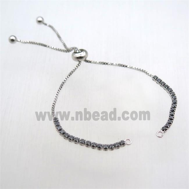 copper bracelet chain pave zircon, platinum plated