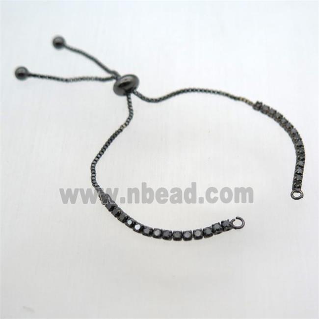 copper bracelet chain pave zircon, black plated