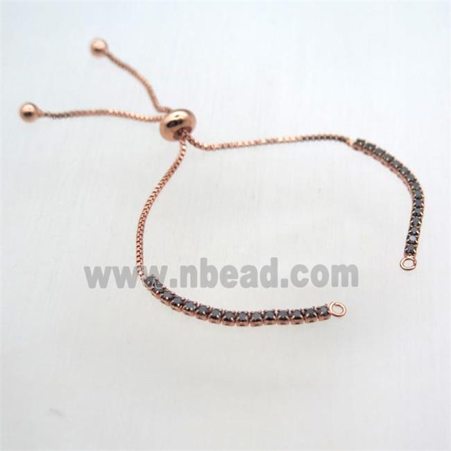 copper bracelet chain pave zircon, rose gold