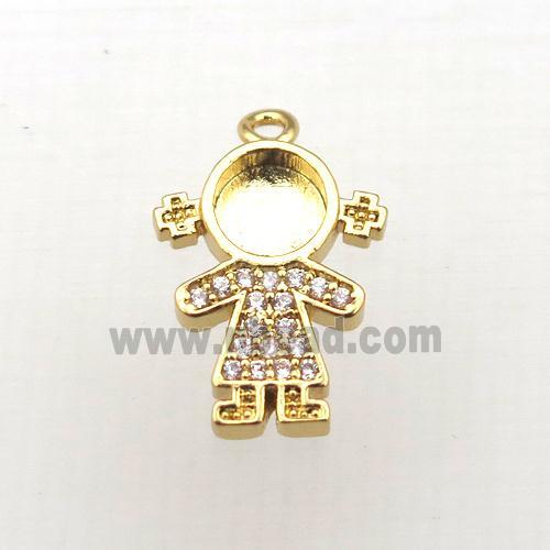 copper kids pendant pave zircon, gold plated