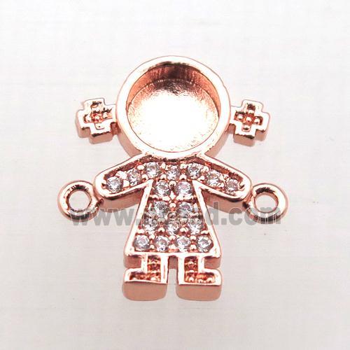 copper kids connector pave zircon, rose gold