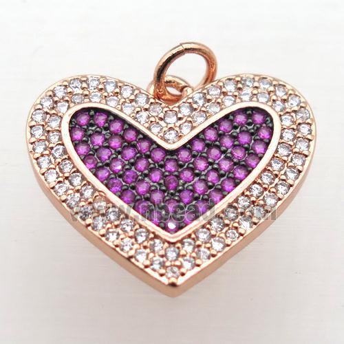 copper Heart pendant pave zircon, rose gold