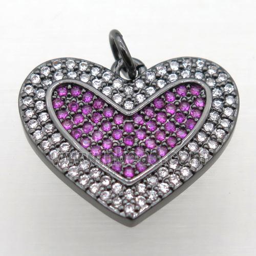 copper Heart pendant pave zircon, black plated