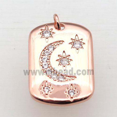 copper moon pendant pave zircon, rose gold