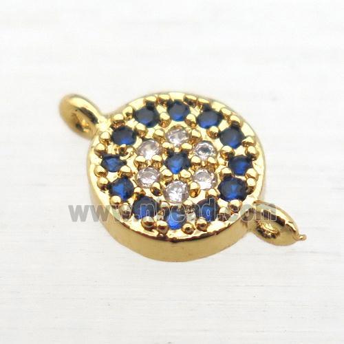 copper circle connector pave zircon, gold plated
