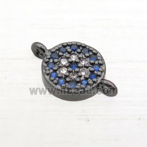 copper circle connector pave zircon, black plated