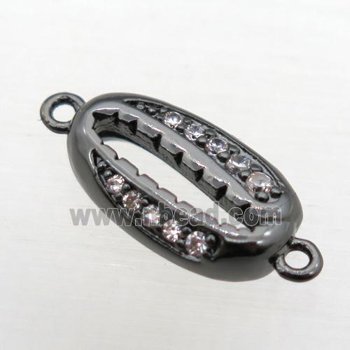 copper connector pave zircon, black plated