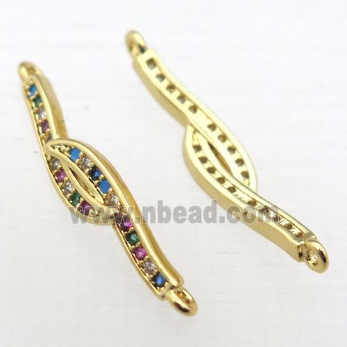 copper connector pave zircon, gold plated
