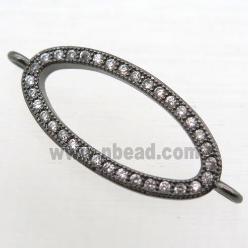 copper oval connector pave zircon, black plated