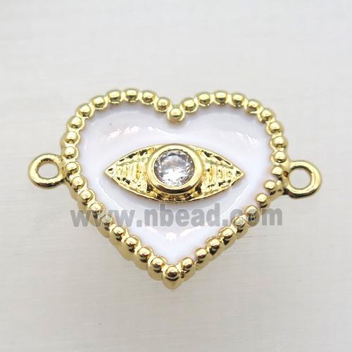 copper heart connector pave zircon with Enameling, gold plated