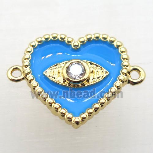 copper heart connector pave zircon with Enameling, gold plated