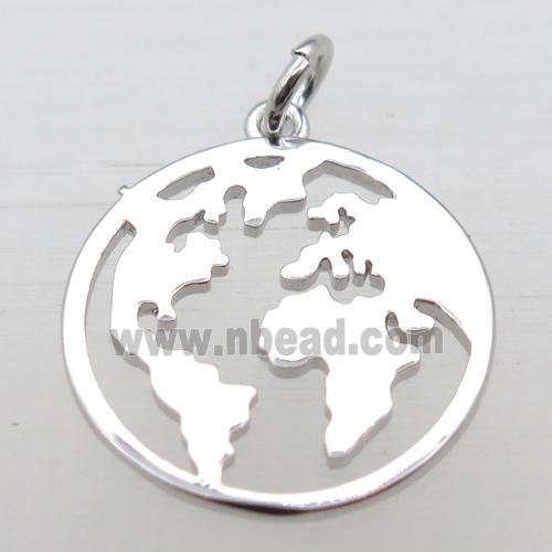 copper earth pendant, platinum plated