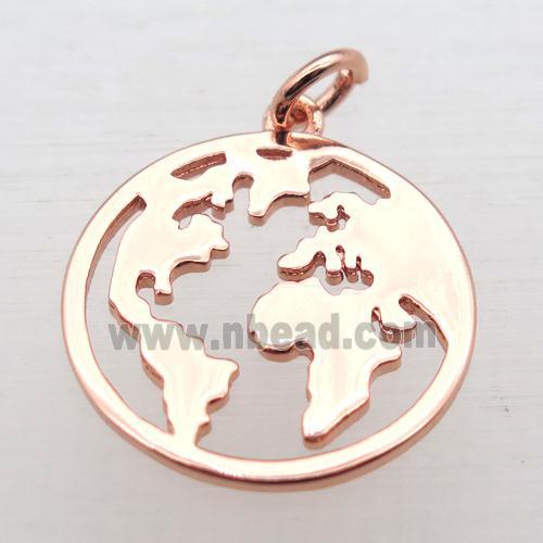 copper earth pendant, rose gold