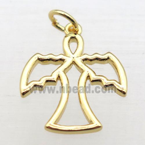 copper angel pendant, gold plated