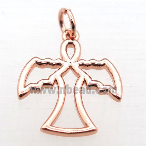 copper angel pendant, rose gold