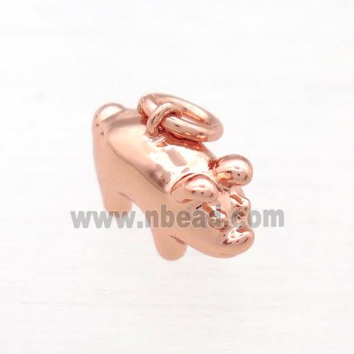 copper Pig pendant, rose gold